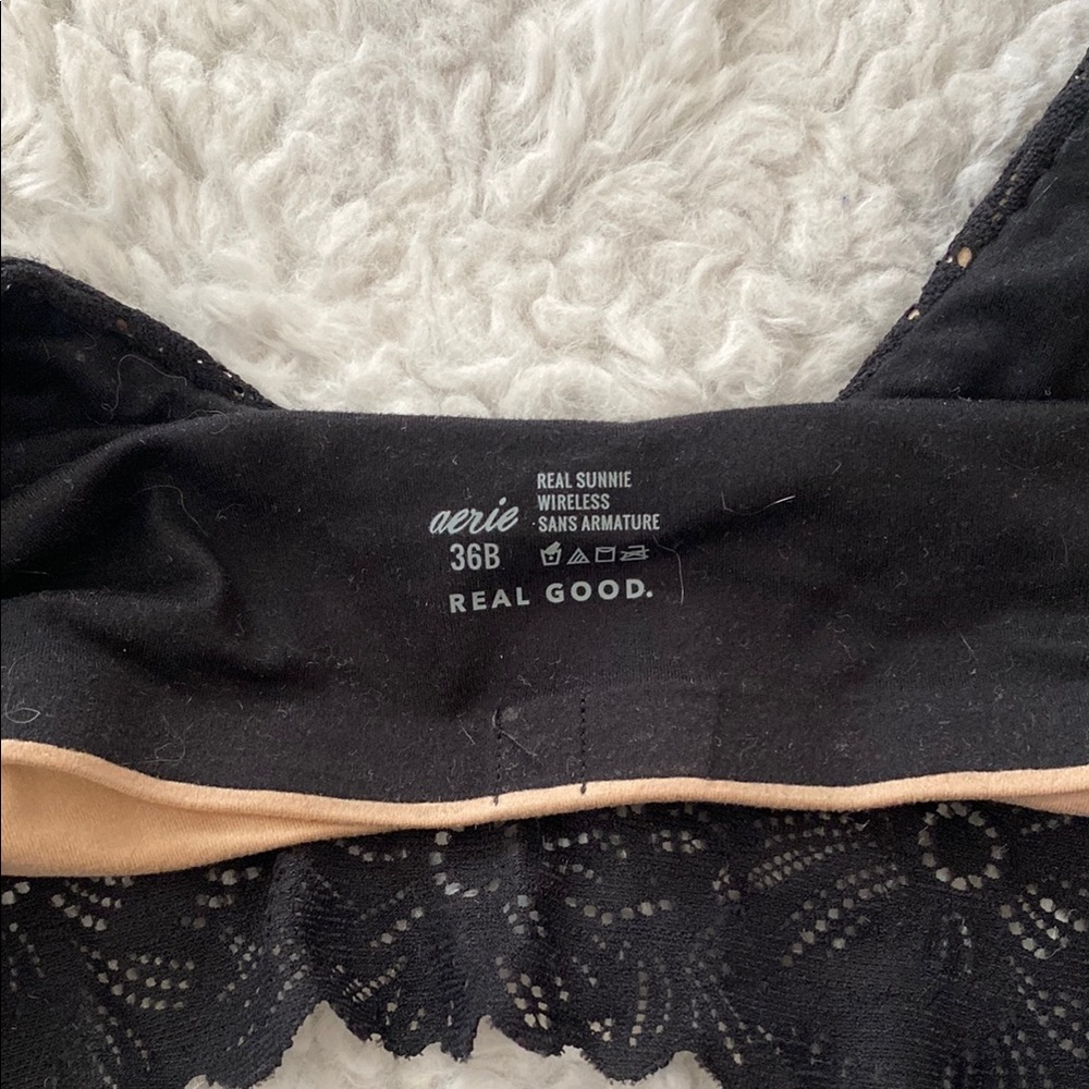 Aerie Black Real Sunnie Lace Wireless Bra - Picture 2 of 3